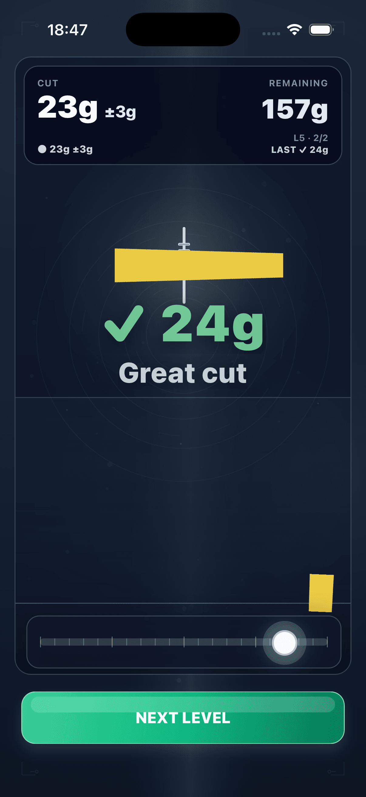 Advanced GramPerfect level with complex slicing challenge